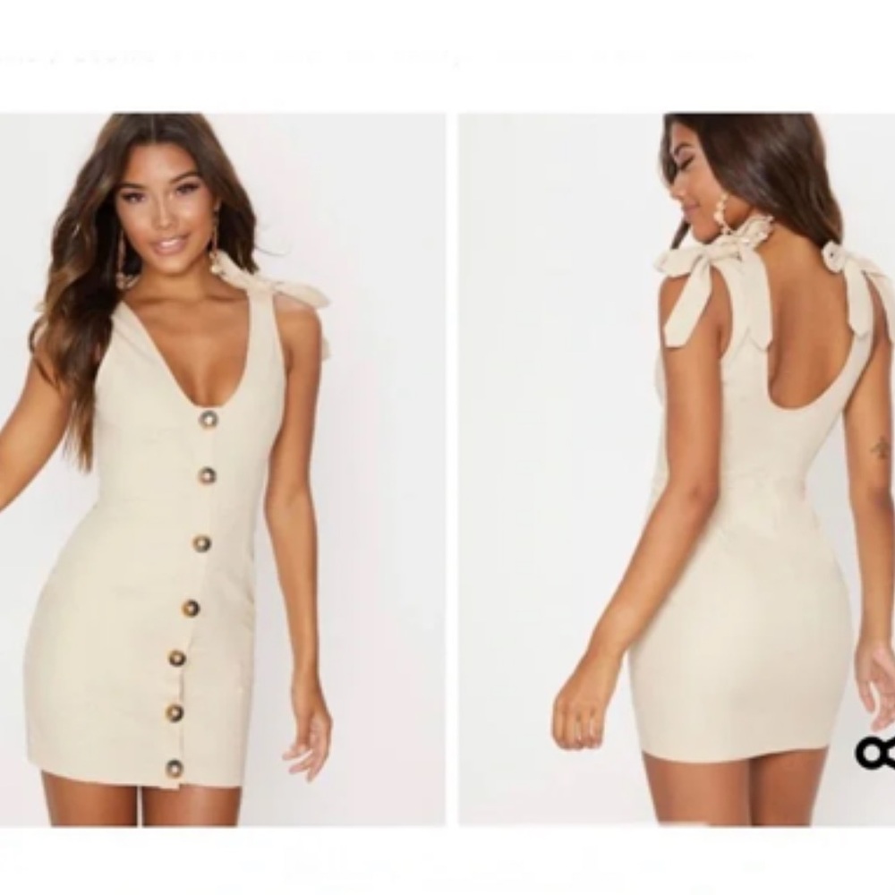 PrettyLittleThing Button Tie Strap Shift Dress size 0